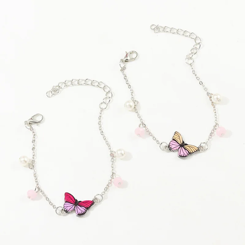 Женский браслет с подвеской бабочкой в стиле бохо элегантная цепочка