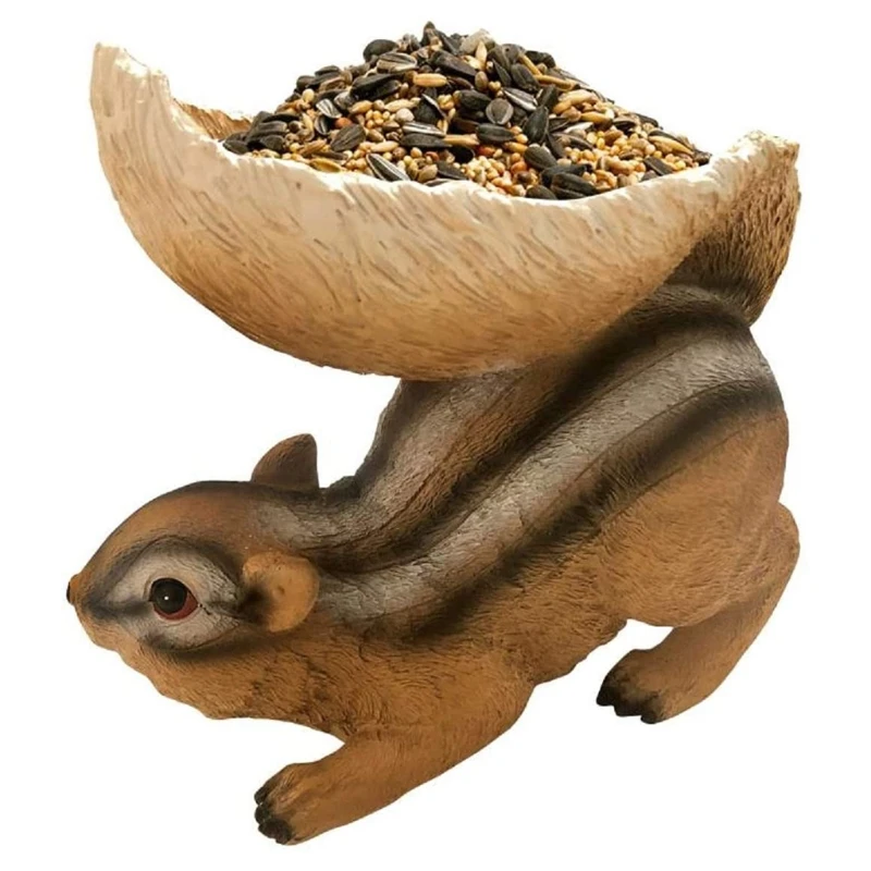 

K3NA Resin Squirrel Shaped Animal Feeder Home Gardening Decoration for Outdoor Indoor Figurine Squirrel Statue Garden Decorat