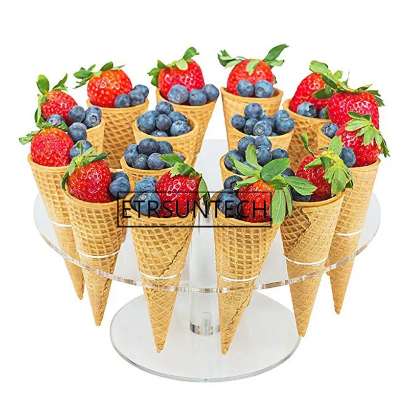 

20sets 16 Hole Ice Cream Holder Acrylic Cupcake Ice Cream Cones Holder Stand For Wedding Party Buffet Display Ice Cream Tool