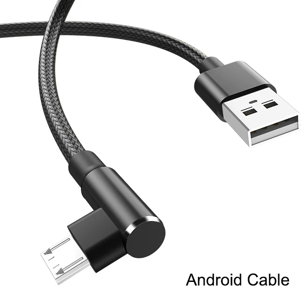 For Micro Black Micro USB кабель 3A быстрое зарядное устройство USB шнур Suntaiho 90 градусов локоть нейлоновая оплетка usb type c кабель для huawei Xiaomi samsung Honor - Цвет: For Micro Black