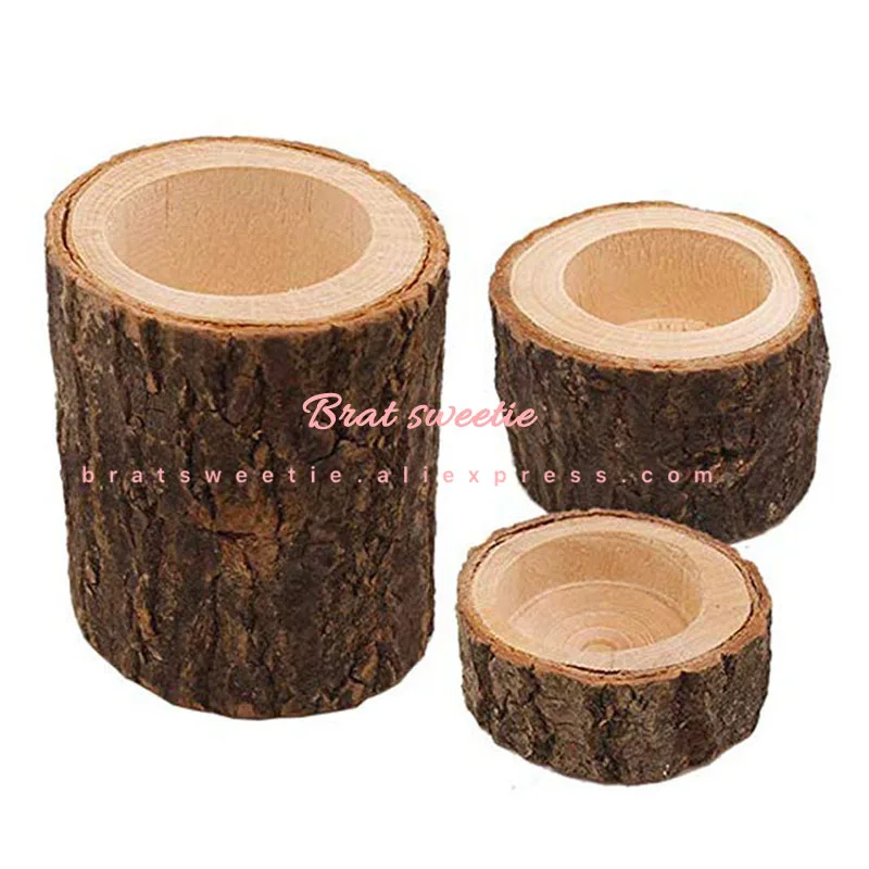 3size Candlestick Деревенский деревянный подсвечник, креативный подсвечник из дерева, рождественское свадебное украшение стола, центральные украшения, товары для дня рождения - Цвет: 3size Candlestick