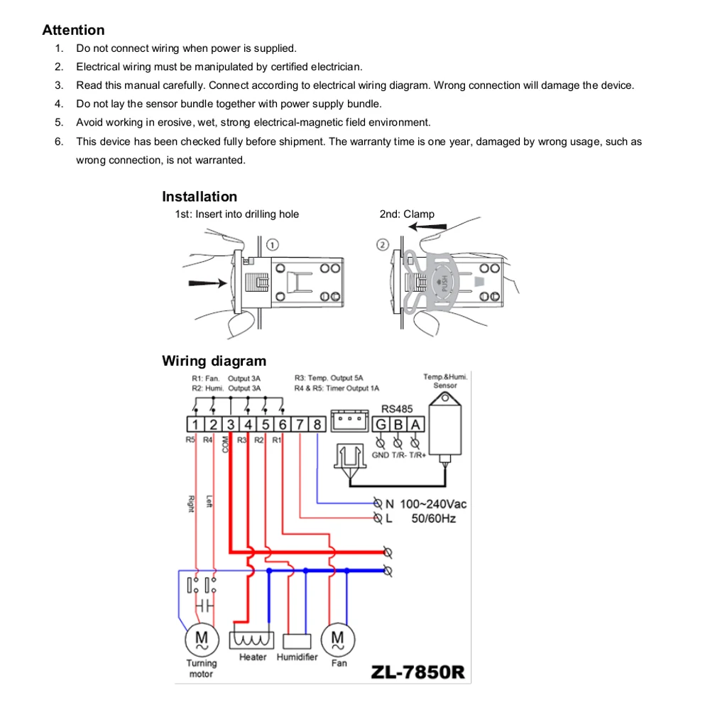 

ZL-7850R RS485 Communication Temperature Humidity Controller Intelligent Digital Display High Accuracy Incubator Controller