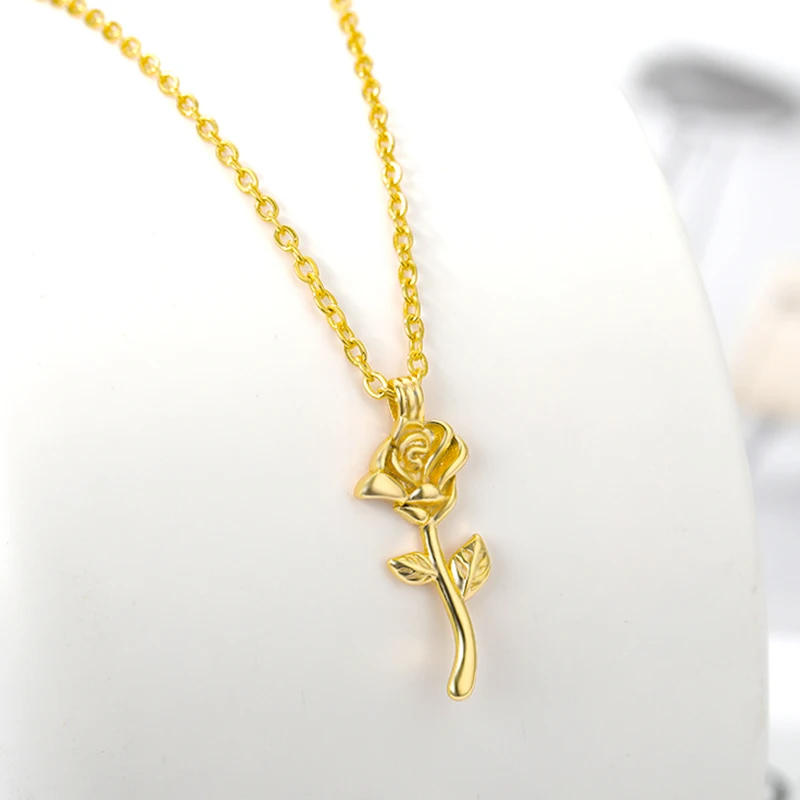 

Bohemia Exquisite Rose Flower Pendants Necklaces For Women Stainless Steel Wedding Charm Choker Chain Jewelry Couple Friend Gift