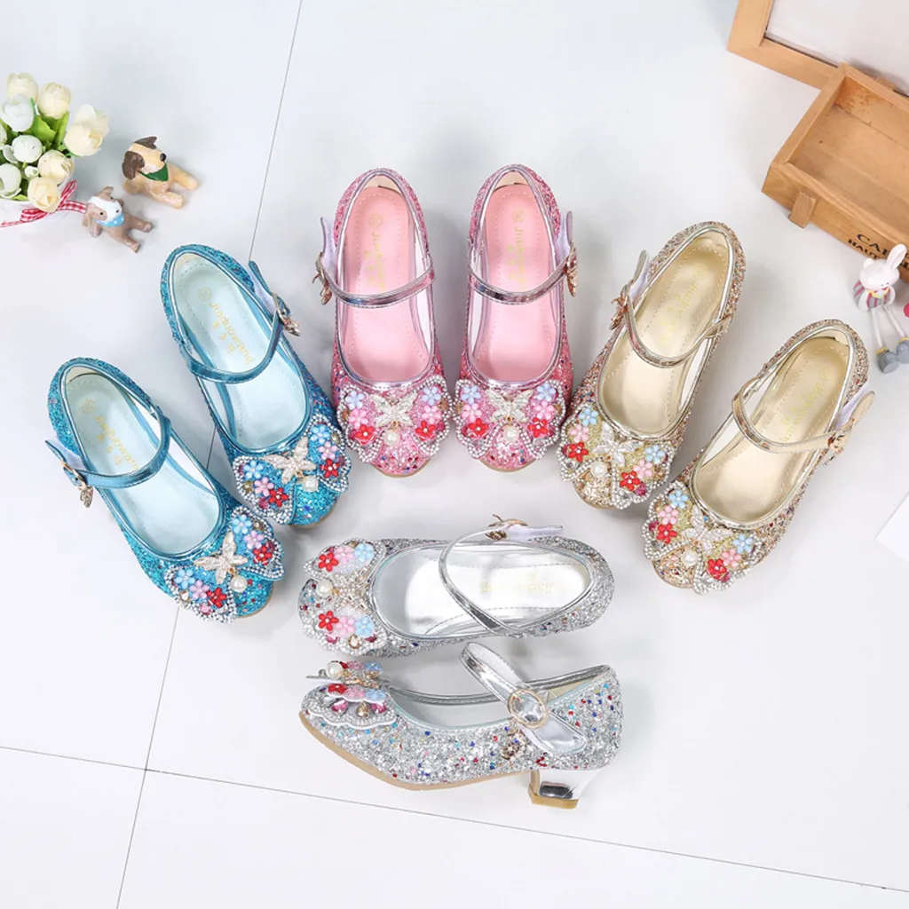 Детские вечерние сандалии принцессы с жемчугом и бантом-бабочкой для маленьких