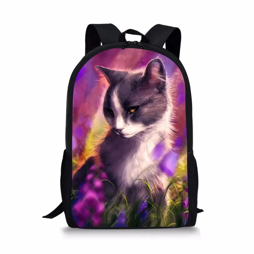 Fashion Children's School Backpack Fantasy Cats Design Pattern Kids School Book Bags Kawaii Animal Girls School Bags
