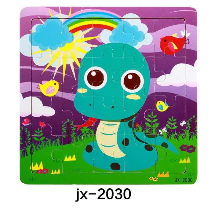jx-2030 Детские игрушки деревянные 3d головоломки мультфильм животных интеллект Дети образовательный мозговой тизер детская танграмма формы обучающий пазл игрушка - Цвет: jx-2030