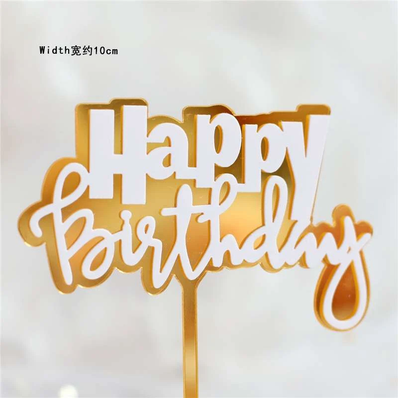 2pc birthday Золотой серебряный черный акриловый ручной пишущий Топпер для торта «С Днем Рождения» десертное украшение для дня рождения милые подарки - Цвет: 2pc birthday