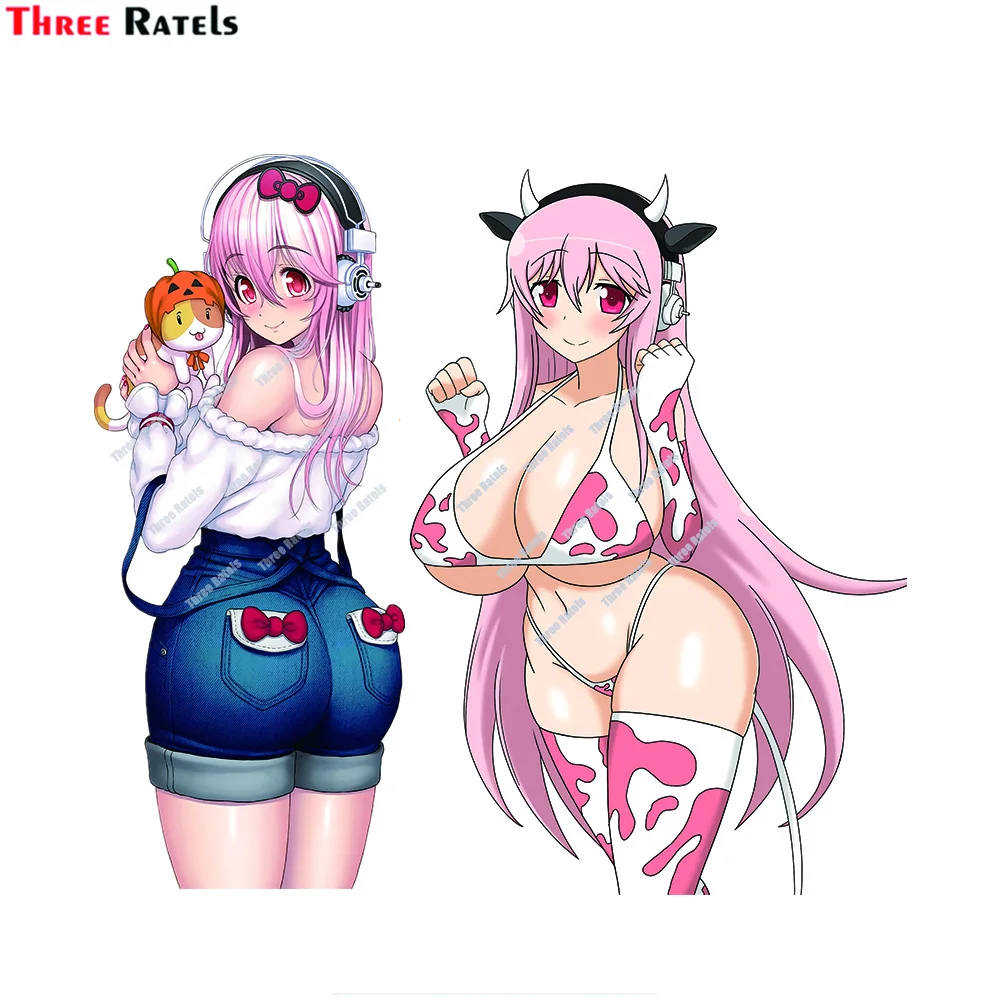 

Three Ratels D599 Super Sonico Cow Stickers And Decals For Car Body Cover Decor Car Accessories Vinyl Material Waterproof Proper