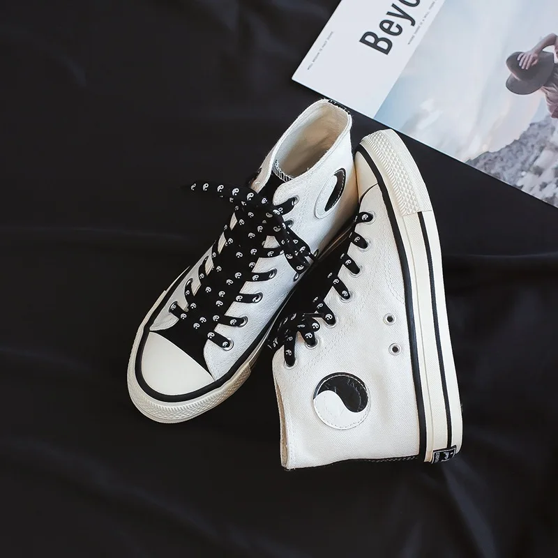 

2019 New Casual Canvas Women Shoes Fashion High femme platform sneakers women student white female lace up shoes mujer U8-52