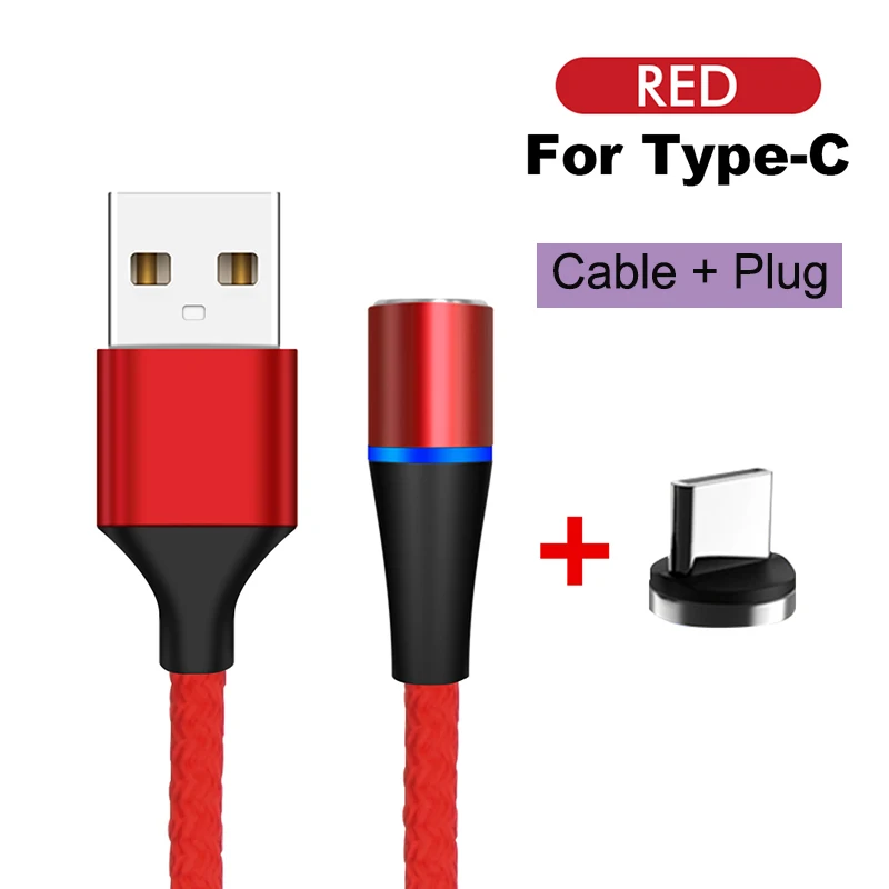 For Type C Red Магнитный usb-кабель для быстрой зарядки USB type C кабель магнитное зарядное устройство Micro usb кабель для телефона USB шнур поддержка передачи данных - Цвет: For Type C Red