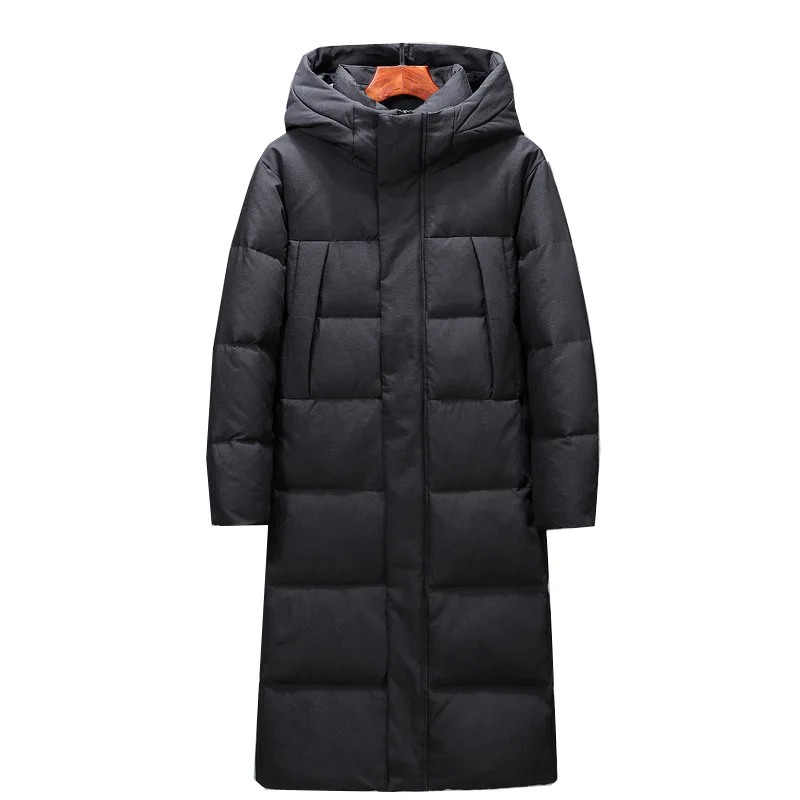 Мужская деловая куртка пуховик с воротником стойкой Толстая теплая на белом