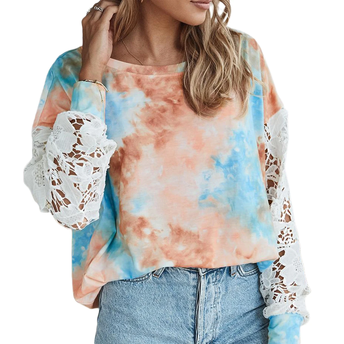 

Women's Tie Dye Sweatshirts Oversized Long Sleeve Crewneck Loose Fit Casual Pullover Shirts Tops
