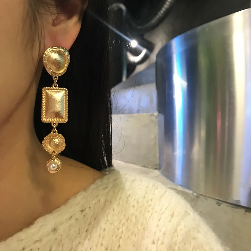 2019 винтажные геометрические жемчужные золотые серьги клипсы без пирсинга kolczyki
