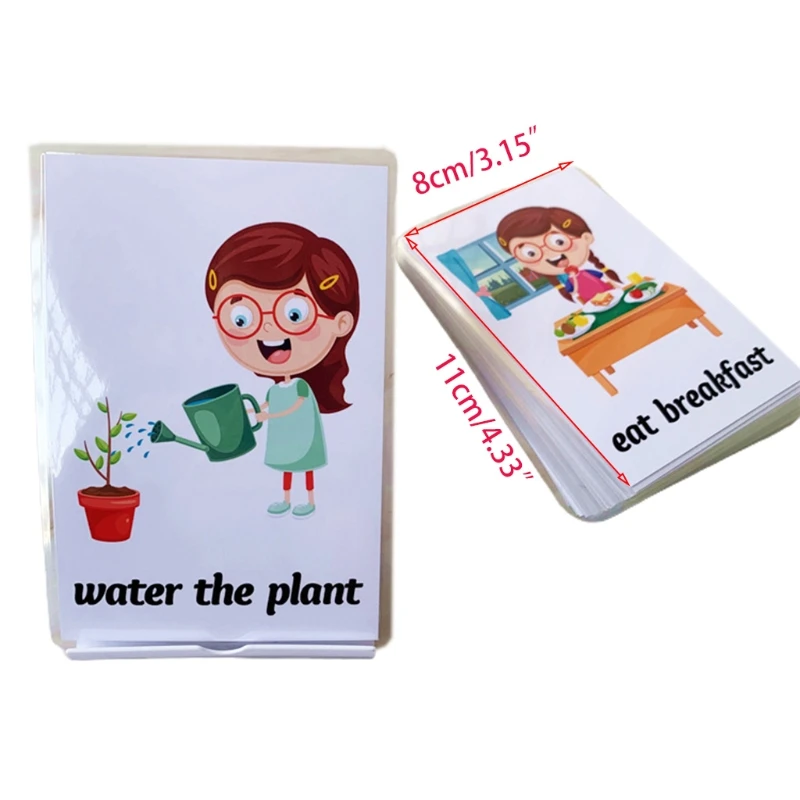 

34pcs English Early Learning Flash Cards For Kids Daily Behavior Life Educational Word Card Kindergarten Teacher Teaching Aids