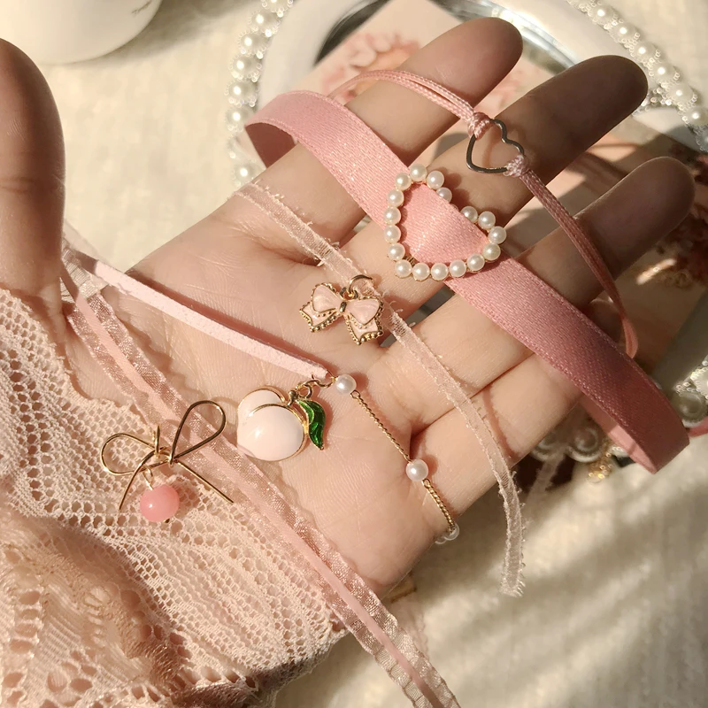 

Fashion Women Choker Necklace Heart Decor Lace Necklace Choker Bow Pendant Necklace For Women Girls Jewelry Accessories