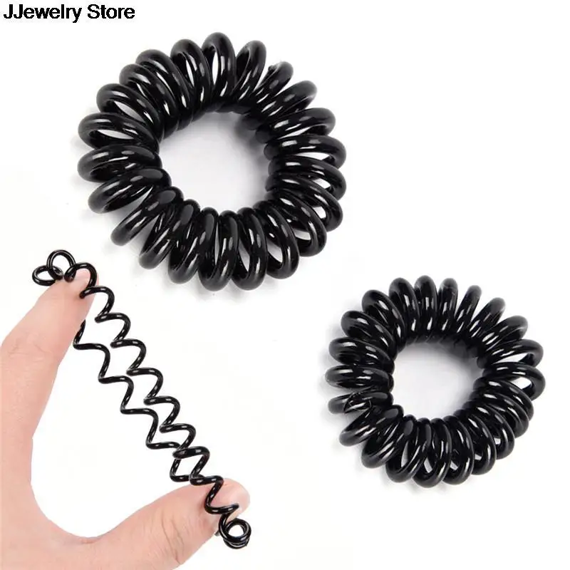 10PCS/lot Rubber Band Headwear Rope Spiral Shape Elastic Hair Bands Girls Hair Accessories  Hair Ties Gum Telephone Wire images - 6