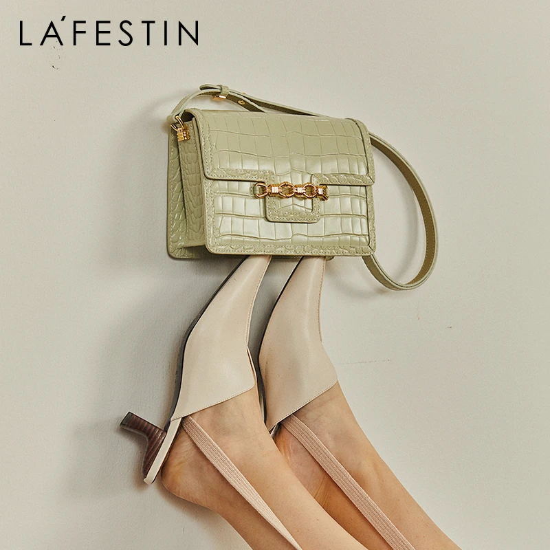 

LA FESTIN Designer original 2021 new female messenger bag fashion shoulder bags underarm small square crocodile pattern leather