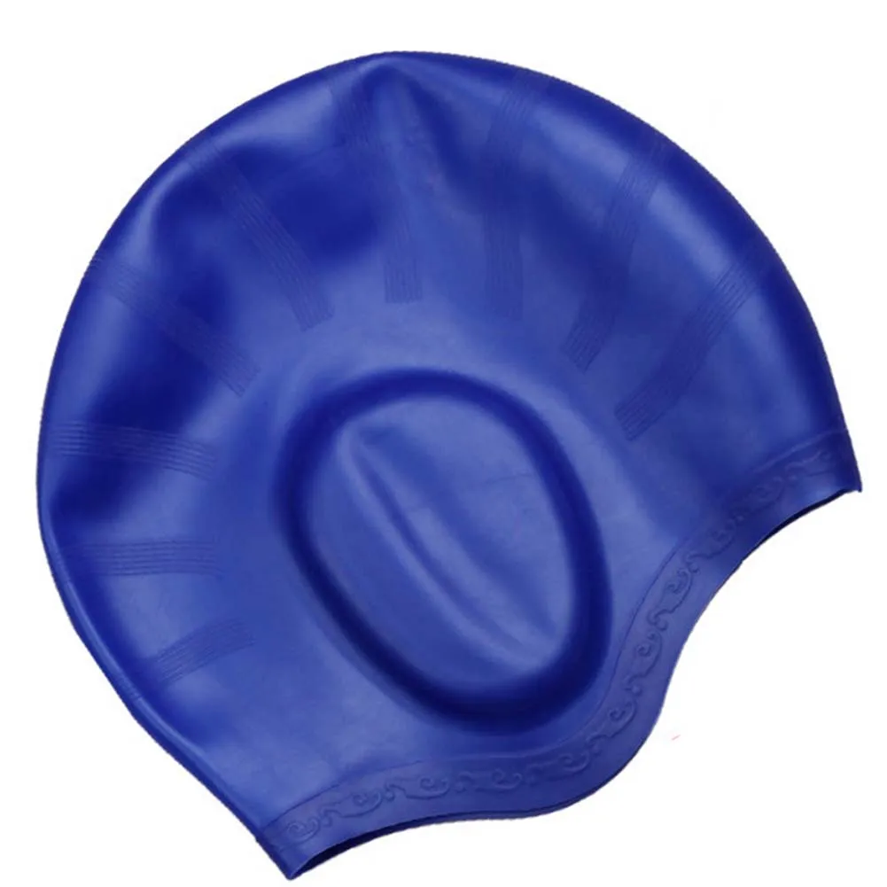 

Adult Stretch Swimming Waterproof Long Hair Cap Hat Silicone Ear Cup Swimming Cap