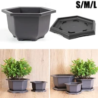 new antique plastic flower pot hexagonal balcony bonsai bowl basin nursery planter durable living room home plant pot decor