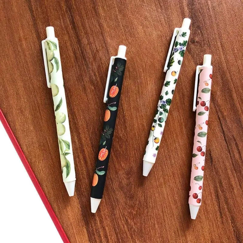 

4pcs 0.38mm Cute Plant Fruit Gel Pen Press Black Ink Neutral Pens School Supply 77HA