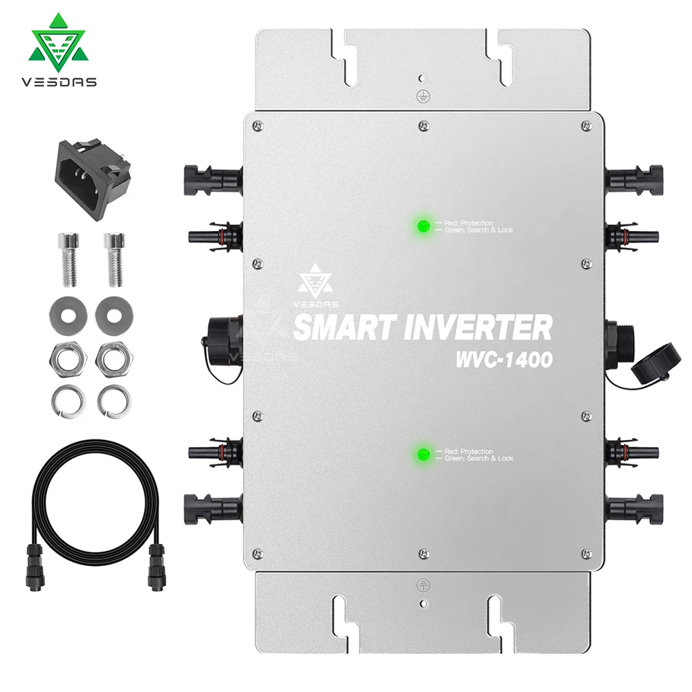 

Ship Frpm ES 1400W Solar Microinverter Mico Inverter Dual MPPT On Grid Tie Inversor Pure Sine Wave Converter For 18V 30V 36V PV