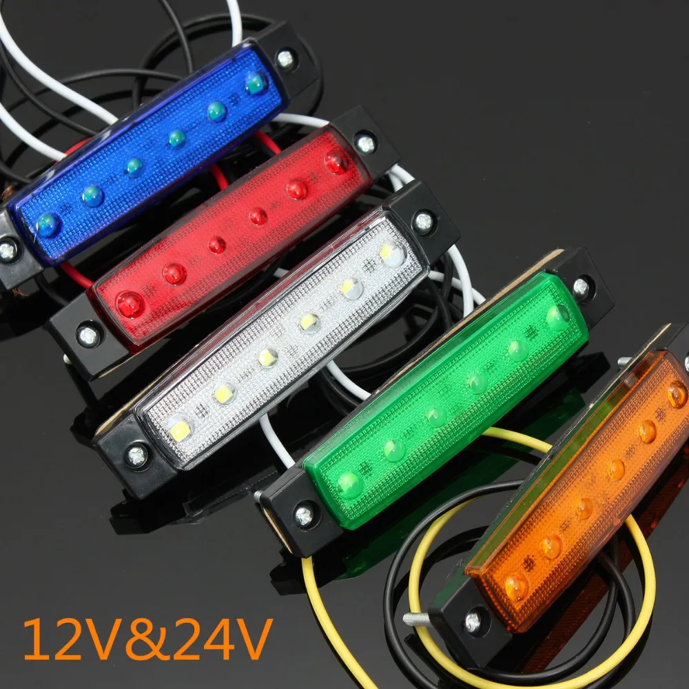 

1PCS 12V 6 LED car truck trailer side mark indicator indicator light brake signal light red green yellow white blue