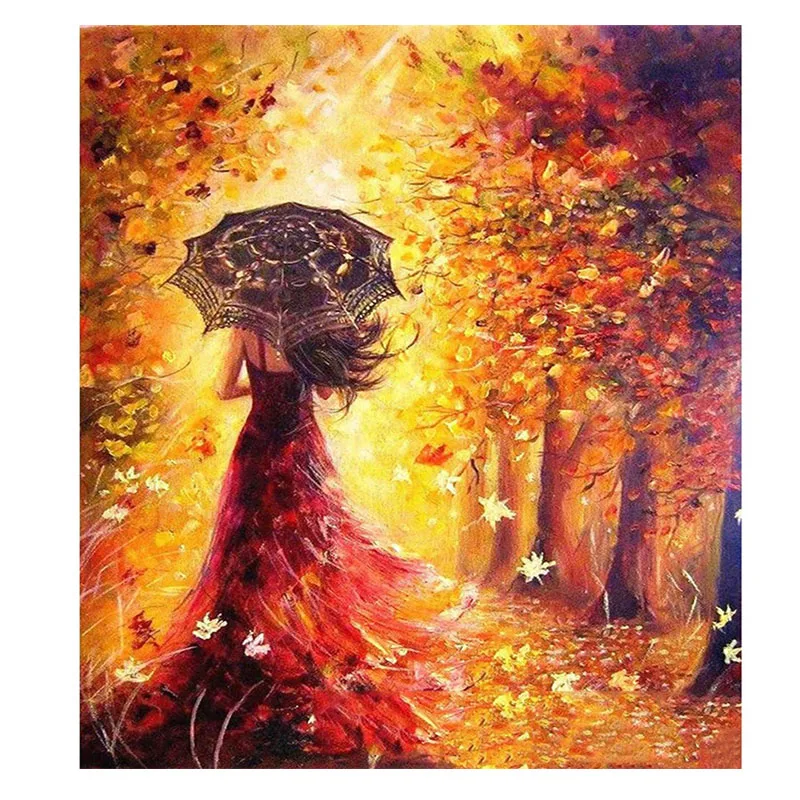 

Little Painter DIY 5D Diamond Painting Full Square Drill Kits Rhinestone Picture Art Craft Home Wall Decor Autumn Beautiful Lady