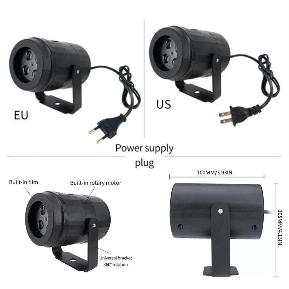 

US/EU/AU/UK Plug LED Projection Light Xmas Snowflake Elk LED Projection Lamp Christmas Decoration Pattern Spotlight Night Light