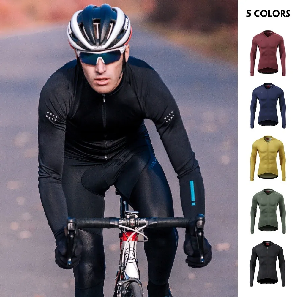

Santic Men Cycling Jersey Long Sleeves Slim Fit Sun-protective Road Bike MTB Jersey Spring Summer Breathable Quick Dry Shirt
