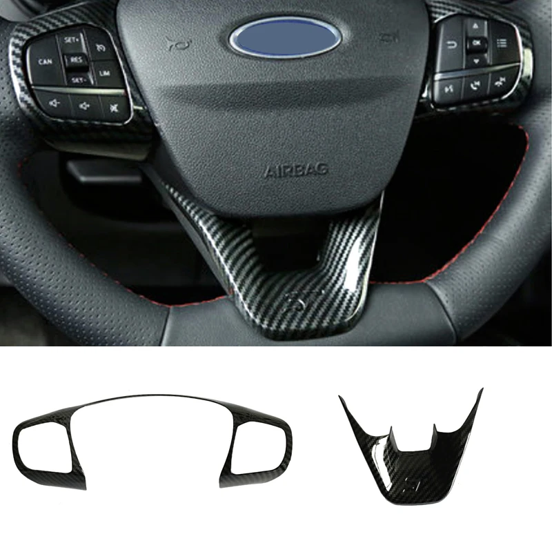 

Для Ford Focus 2019 ABS Матовый и углеродное волокно Автомобильный руль кнопка рамка наклейки накладка автомобильные Стайлинг Аксессуары 2 шт