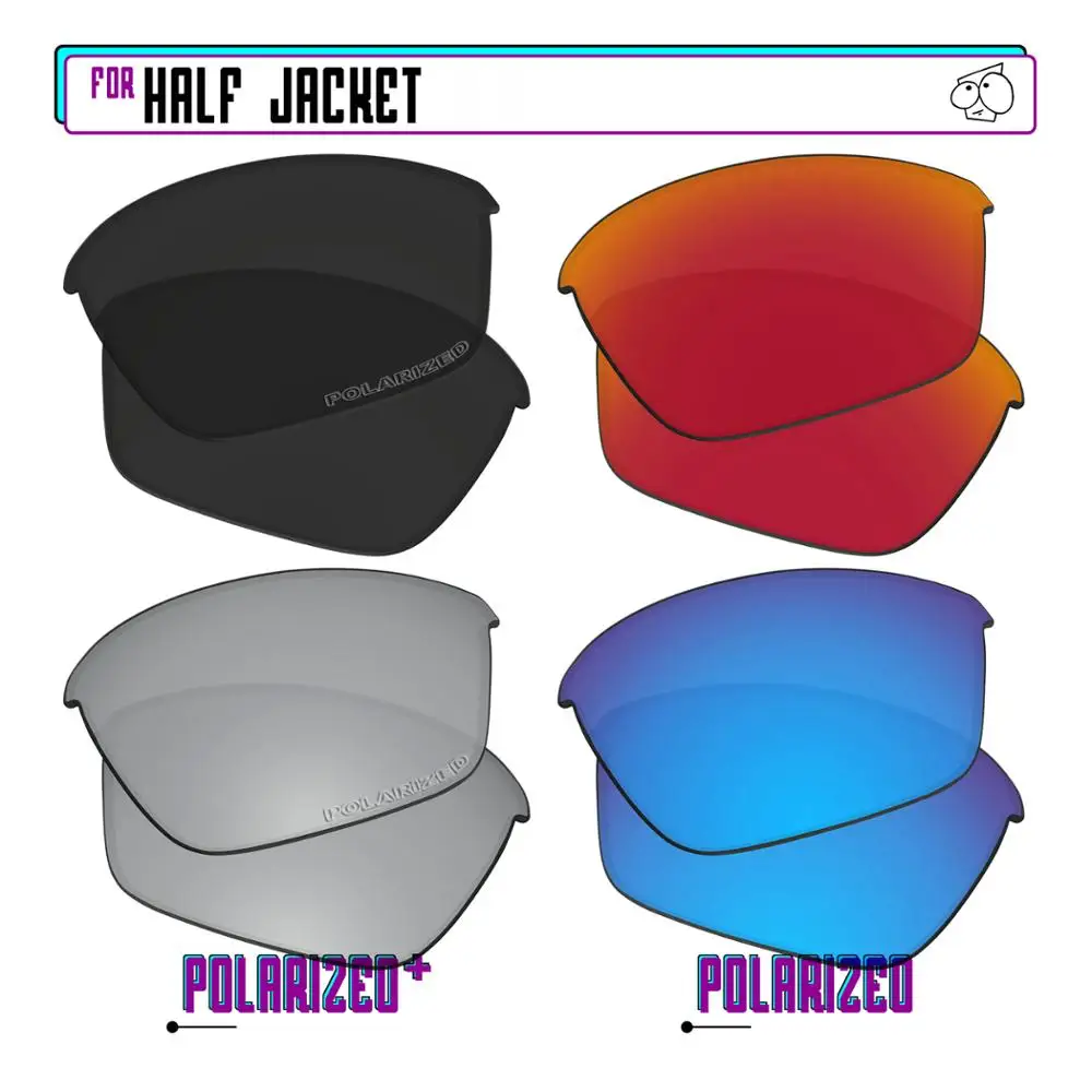 EZReplace Polarized Replacement Lenses for - Oakley Half Jacket Sunglasses - BkSrP Plus-RedBlueP