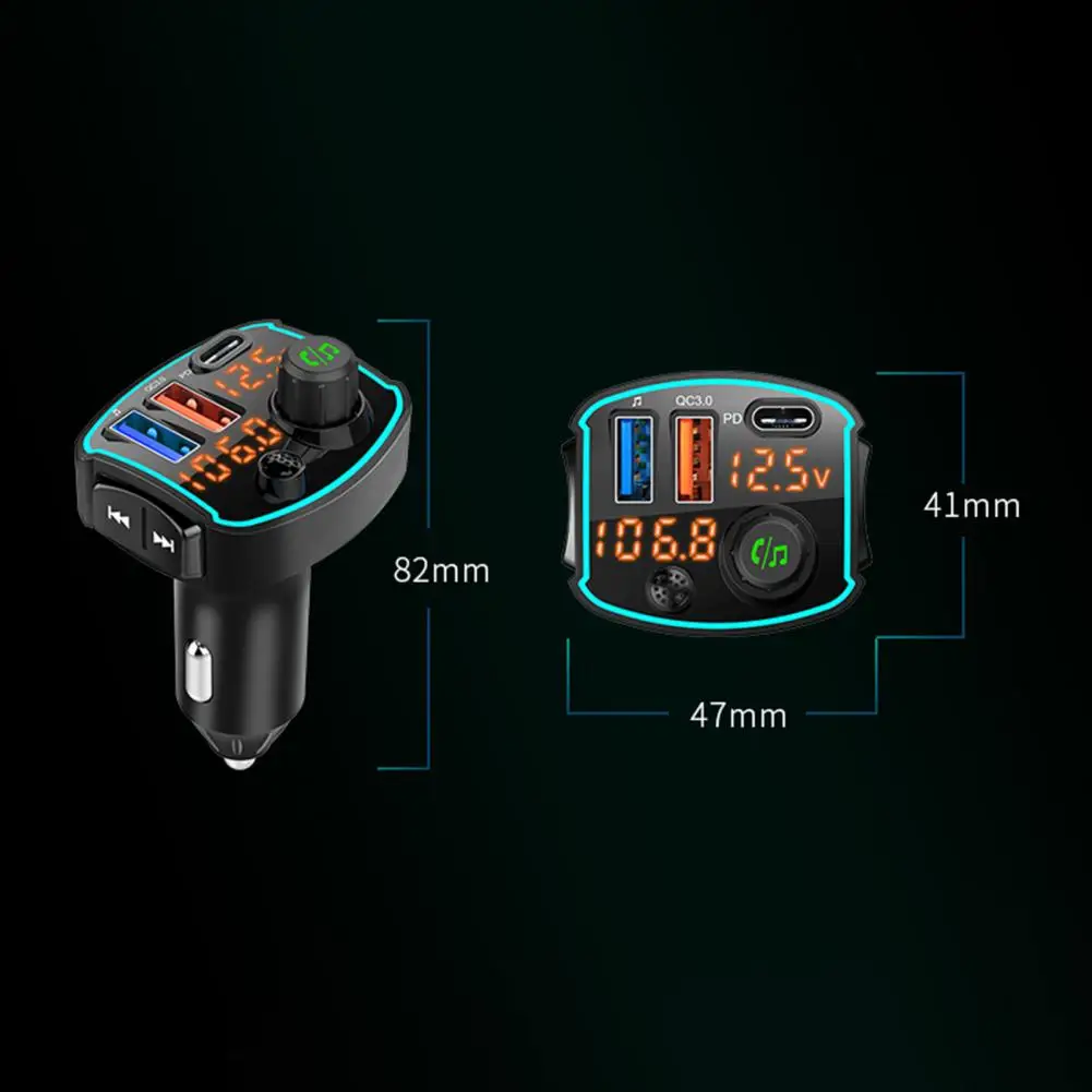 

Bluetooth 5.0 FM Transmitter LED Light Car Radio MP3 Player Wireless Handsfree Audio Receiver U Disk play QC3.0 Car Charger