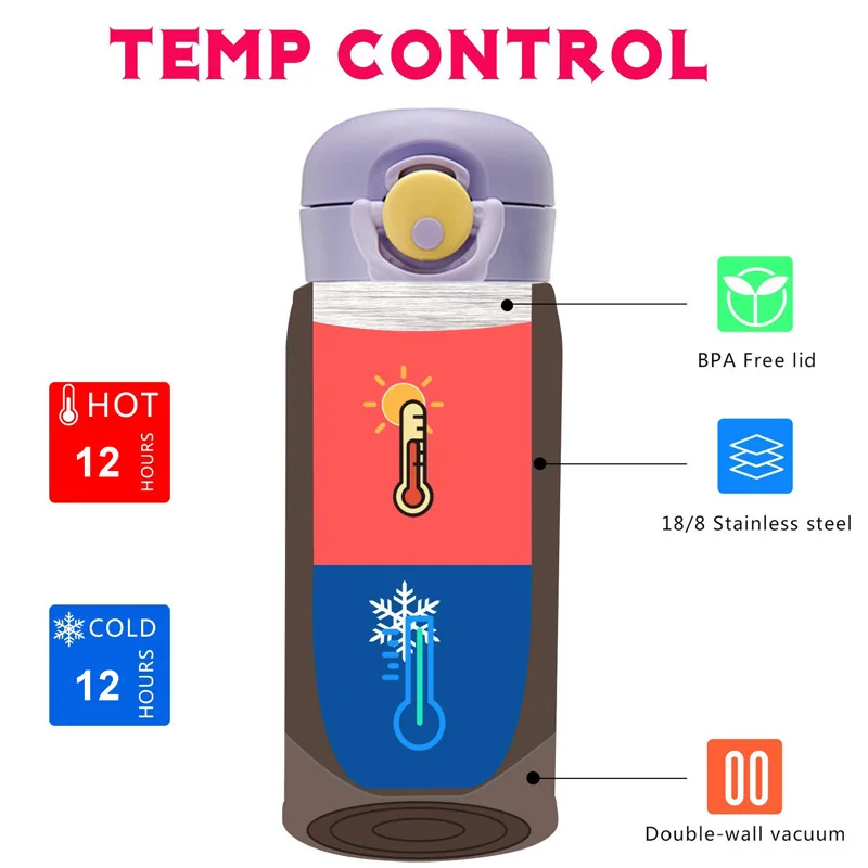12/17 унций из нержавеющей стали Русалочка термос бутылка для воды детей с