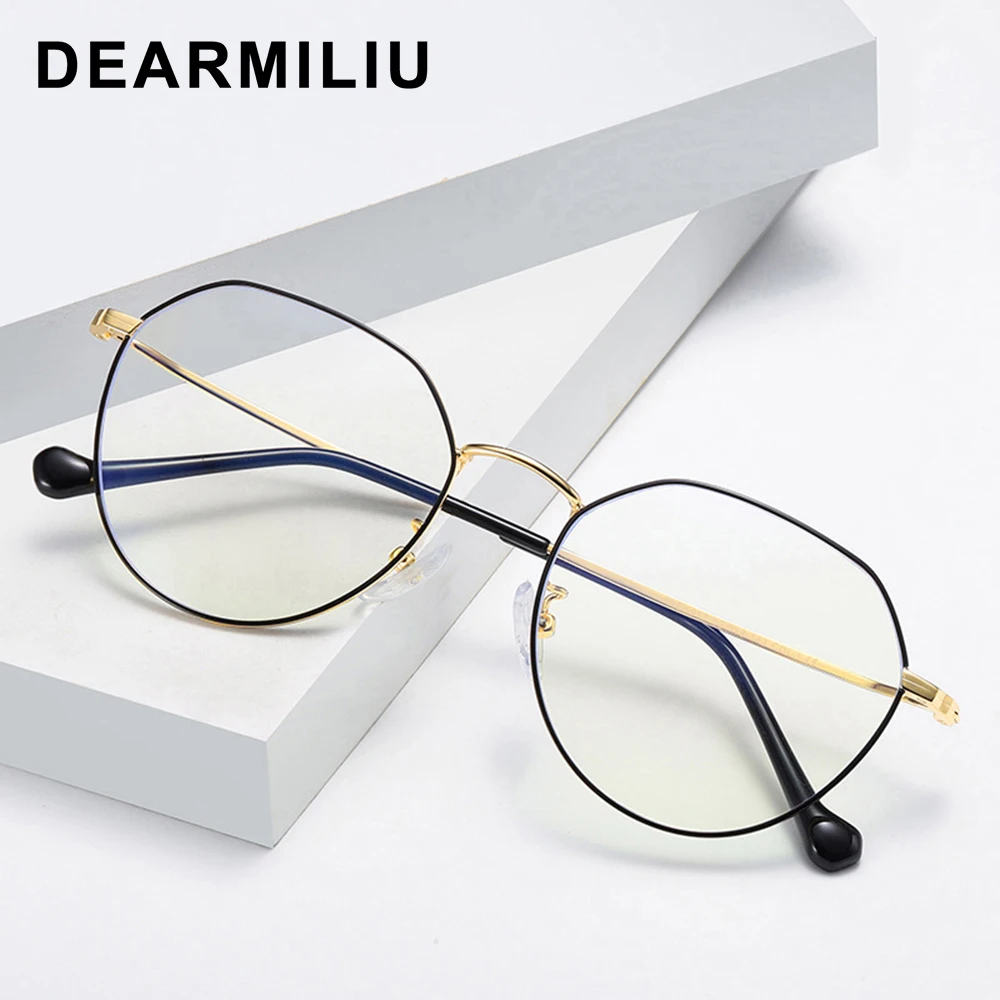 Очки DEARMILIU в круглой оправе из розового золота с защитой от сисветильник