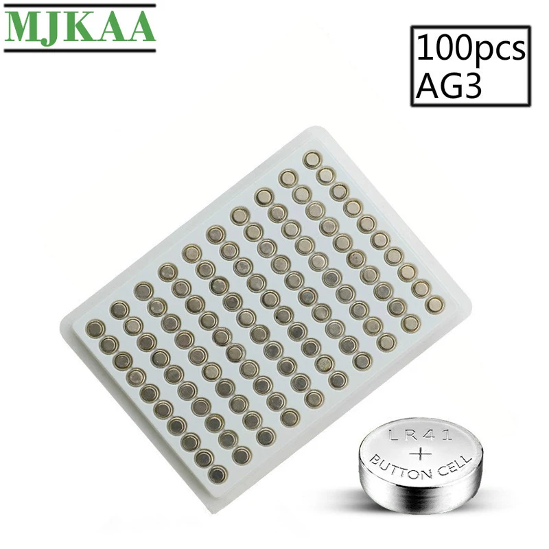 MJKAA 100 шт. AG3 Cell Coin 1 55 в щелочная батарея L736 384 SR41 192 SR41SW CX41 LR41 392 кнопочные батареи для