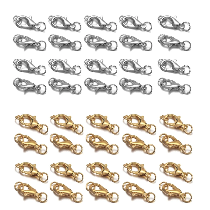 

Застежки-карабины для ожерелья, браслета, ювелирных изделий «сделай сам», 20 шт., золотистые/серебристые, 12 мм