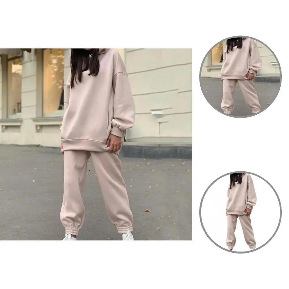 

Simple Solid Color Hooded Sweatshirt Pants Set Hoodie Pants Set Autumn Winter Warm