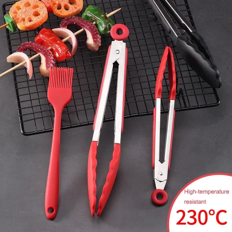 

10 комплектов силиконовых кистей для барбекю гриля, салата, хлеба, подачи еды зажимы-щипцы