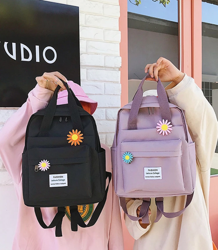 Южная Корея прекрасный ins мягкая сумка женский студенческий японский Harajuku рюкзак с подсолнухами маленький свежий ulzzang фиолетовый рюкзак
