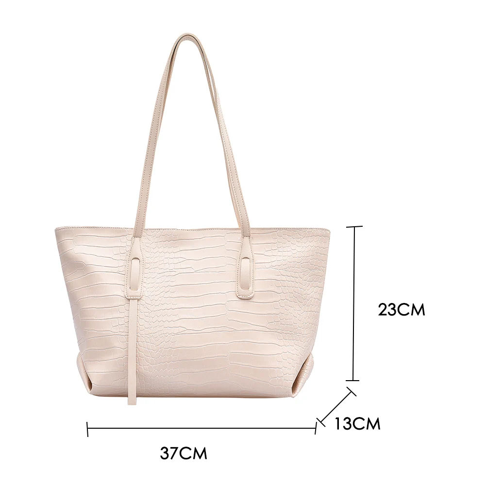 

Fashion Large Capacity Handbag Totes Women Alligator PU Leather Casual Shoulder Shopping Purse Portable Travel Top-handle Bags