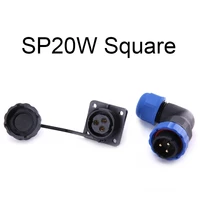 sp20 ip68 waterproof connector 12345679101214pin angle connectors 90 degree elbow flange socket aviation connector