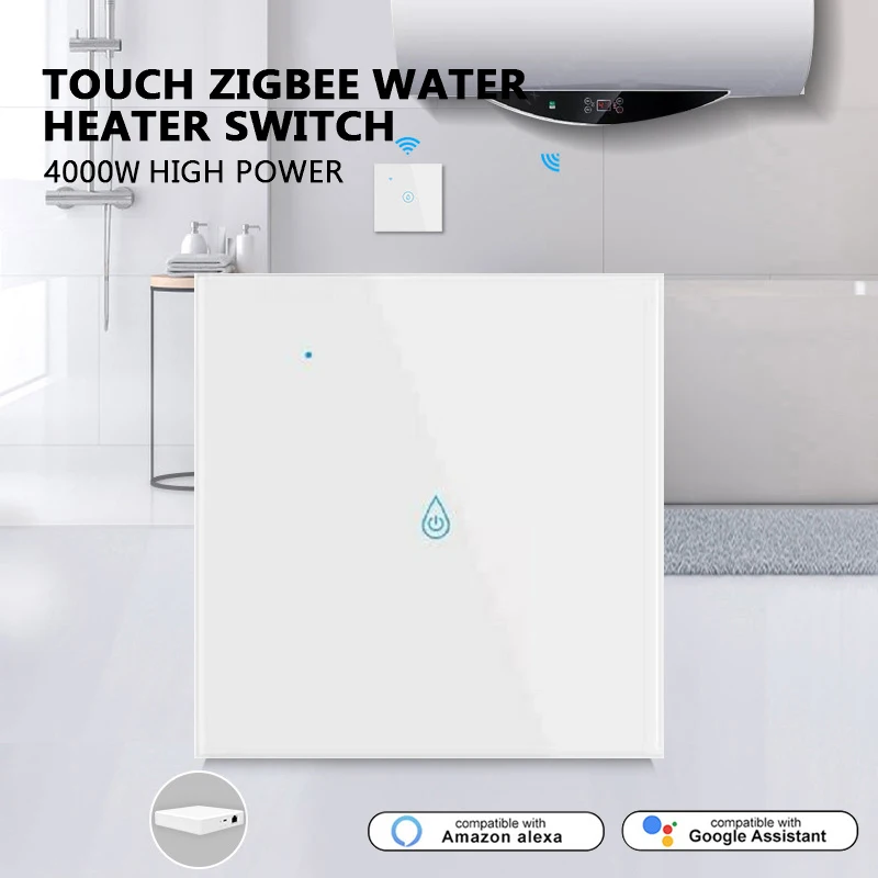 

TUYA Zigbee 20A Water Heater Switch Smart Touch Wall Switch Accessories Timing Remote Control Work With Google Home And Alexa