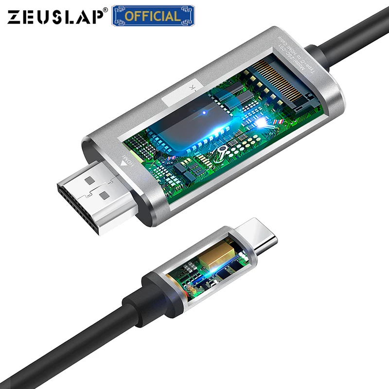 Кабель-адаптер ZEUSLAP 1 8 м USB C к HDMI 4K Тип Thunderbolt 3 для MacBook pro 2018 Samsung galaxy S9 Huawei P30 |