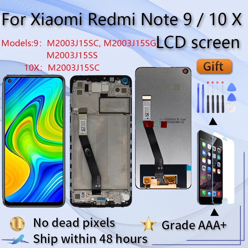 

ЖК-дисплей 6,53 дюйма для Xiaomi Redmi Note 9 с сенсорным экраном и дигитайзером в сборе, замена с рамкой для Redmi 10X 4G