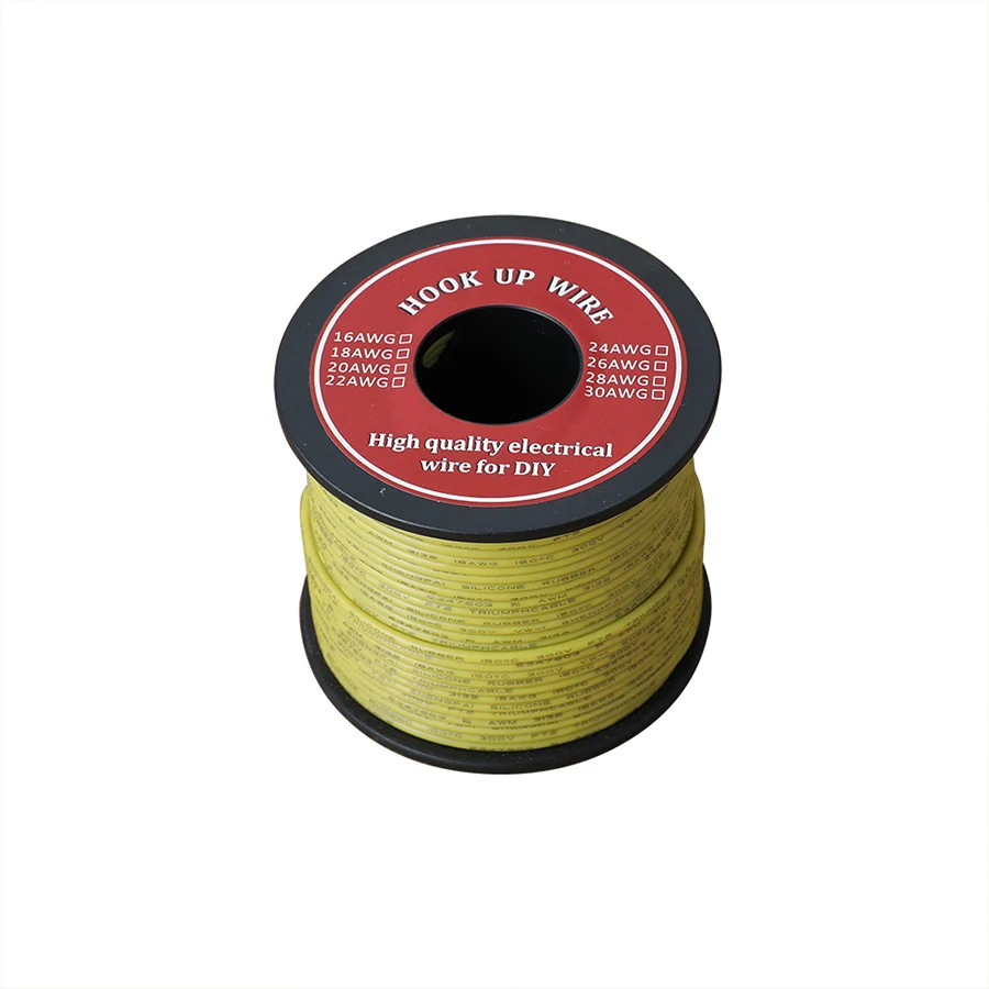 Yellow 60 м/лот 196ft Hook-up многожильный провод 22 AWG UL3132 гибкий электрический провод с силиконовой оплеткой резиновая Изолированная Луженая Медь 300 в 6 цветов - Цвет: Yellow