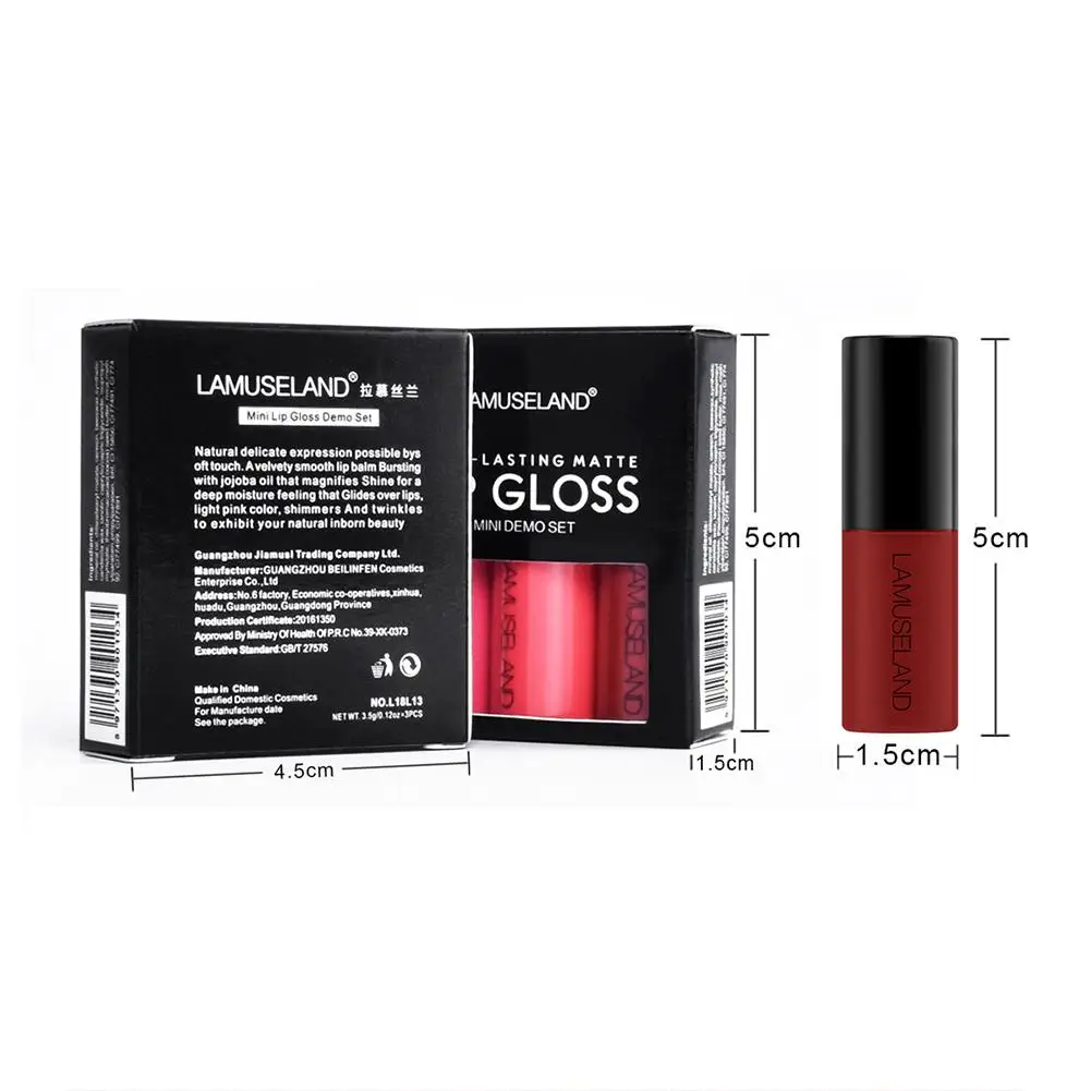 

New 3Pcs/Set High Quality Professional Makeup Female Makeup Waterproof Long Lasting Matte Mini Lipstick Makeup Lip Gloss Set