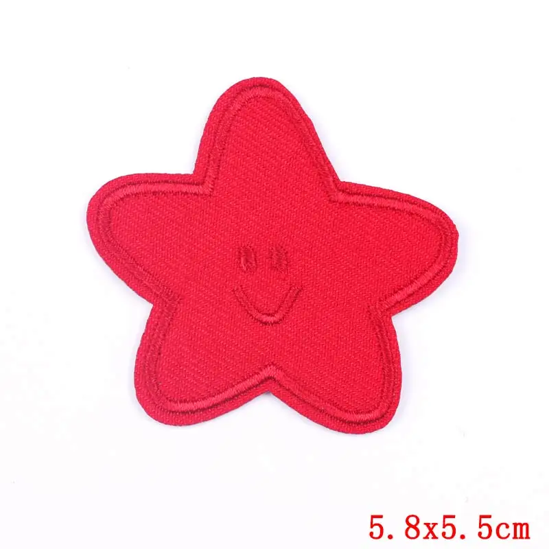 Prajna Cute Stars Patches DIY Colorful Ironing Patch For Clothing Heart Embroidery Applique Badge Kids Stickers Decor F | Дом и сад