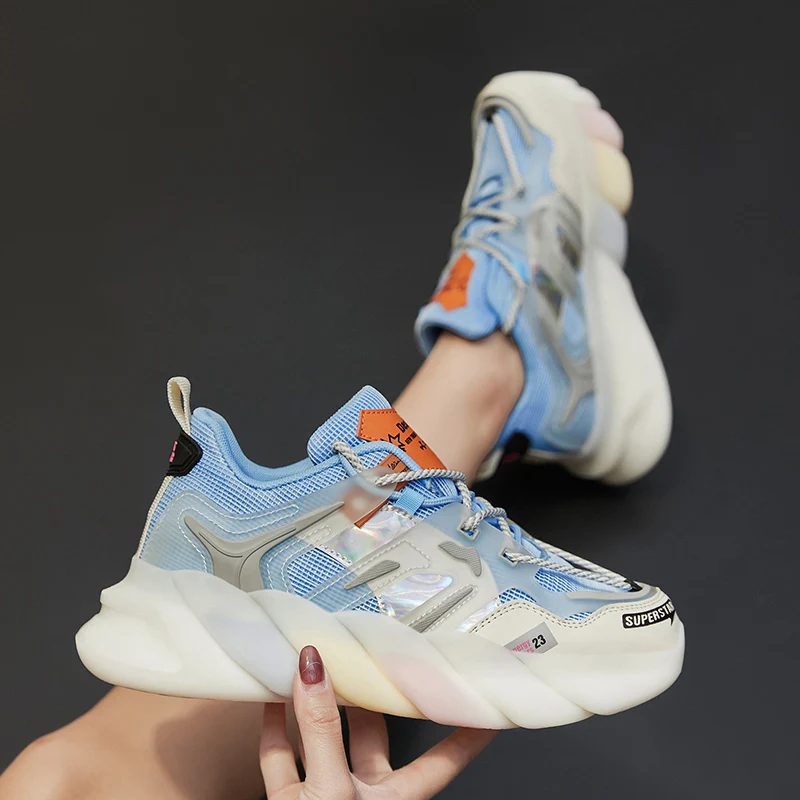 

Женские кроссовки светильник шнуровке, легкие повседневные Нескользящие кроссовки на платформе, модель 2021 года