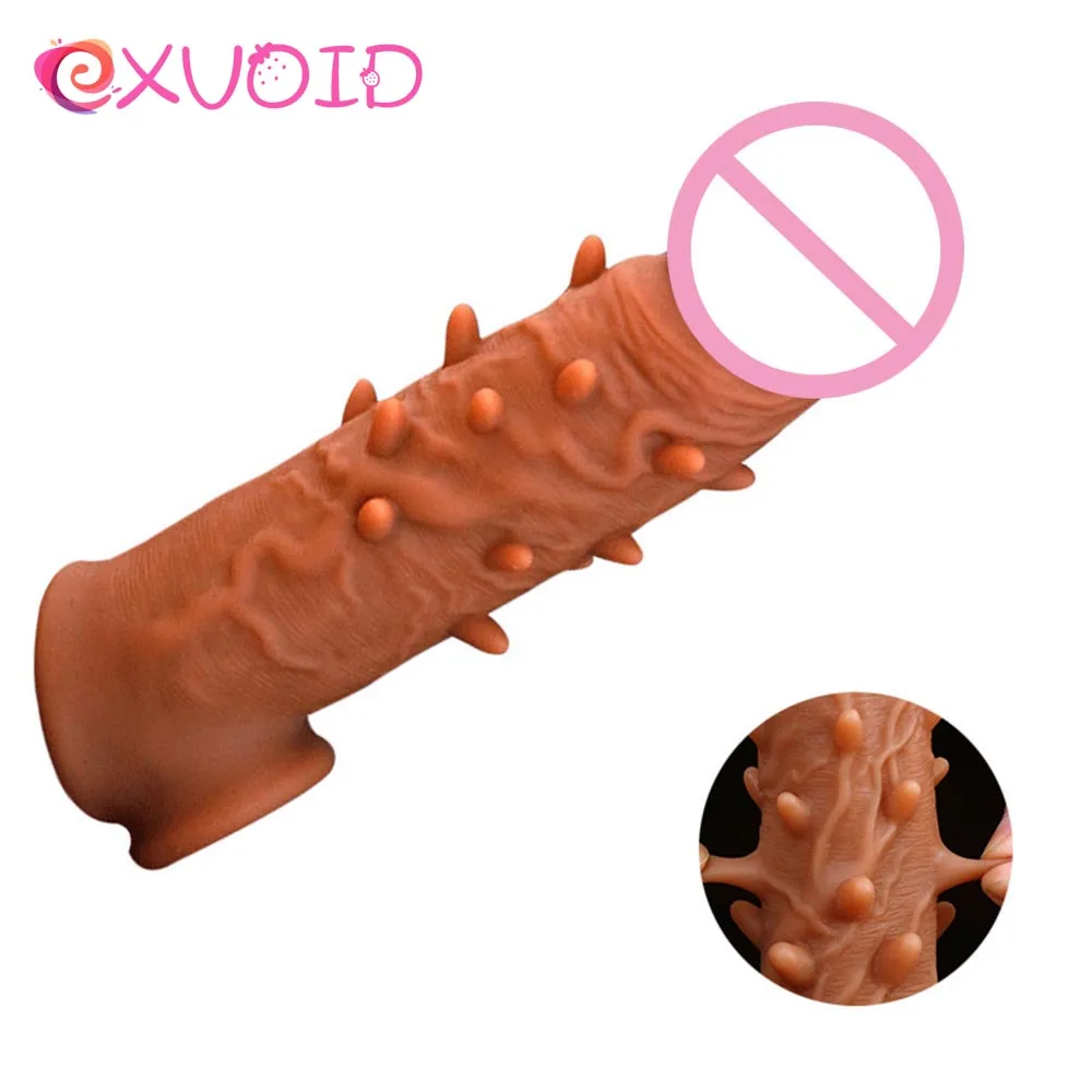 

EXVOID Reusable Condom Penis Sleeve Sex Toys For Men Delay Ejaculation Cock Ring Penis Extender Enlarger Vagina Stimulate