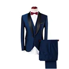 2021 Новое синее платье, костюм из 3 предметов, мужской костюм для свадебной вечеринки (пиджак + брюки + жилет), большой размер, Блейзер, штаны, жилеты 6xl